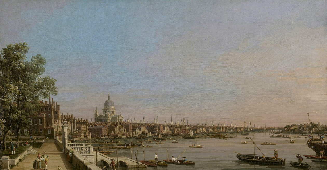 London és a Temze a Somerset House teraszáról a Szent Pál-székesegyház felé nézve alkotó: Canaletto