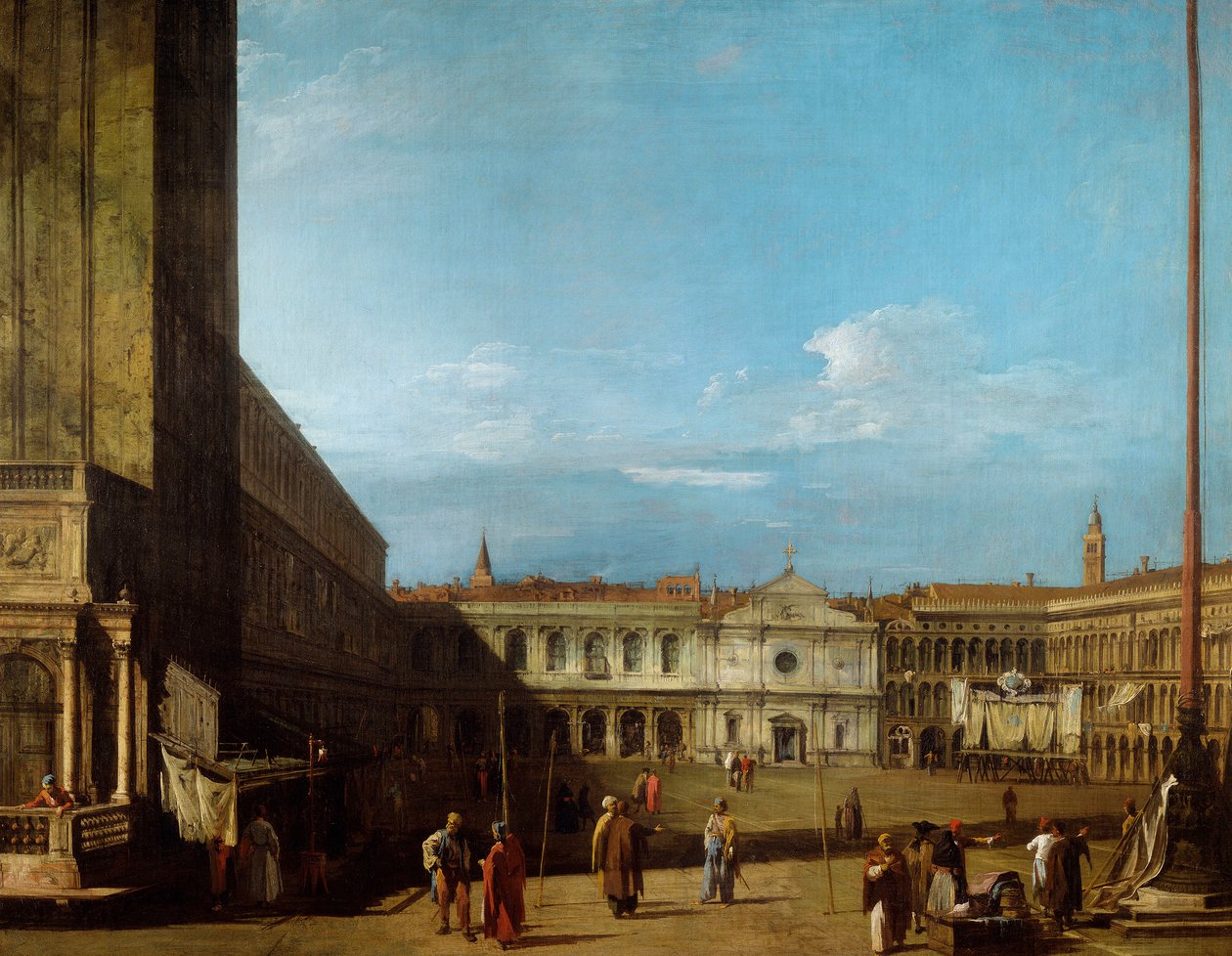 A Piazza San Marco nyugatról San Geminiano felé nézve alkotó: Canaletto