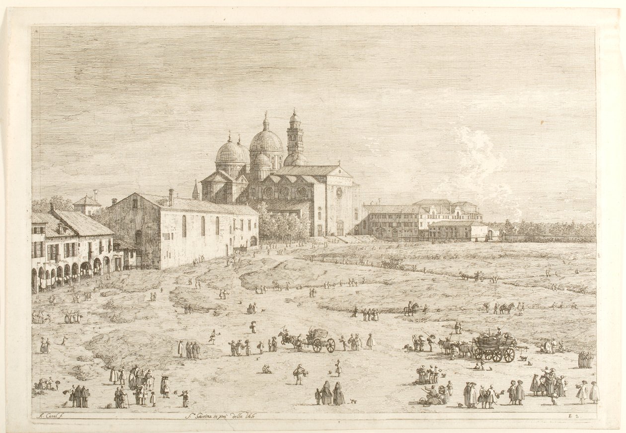 S. Giustina a Prà della Valle téren, a „Látképek” sorozatból alkotó: Canaletto