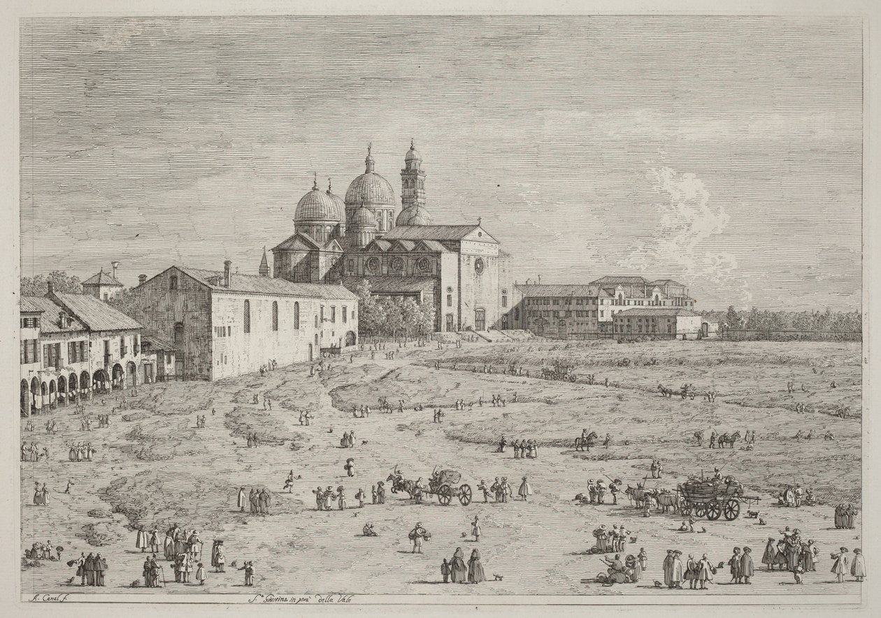 Santa Giustina a Prà della Valle téren alkotó: Canaletto
