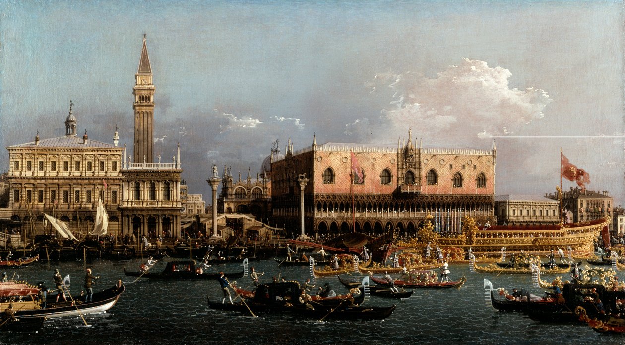 A Bucintoro a Molo -ban mennybemenetel napján alkotó: Canaletto