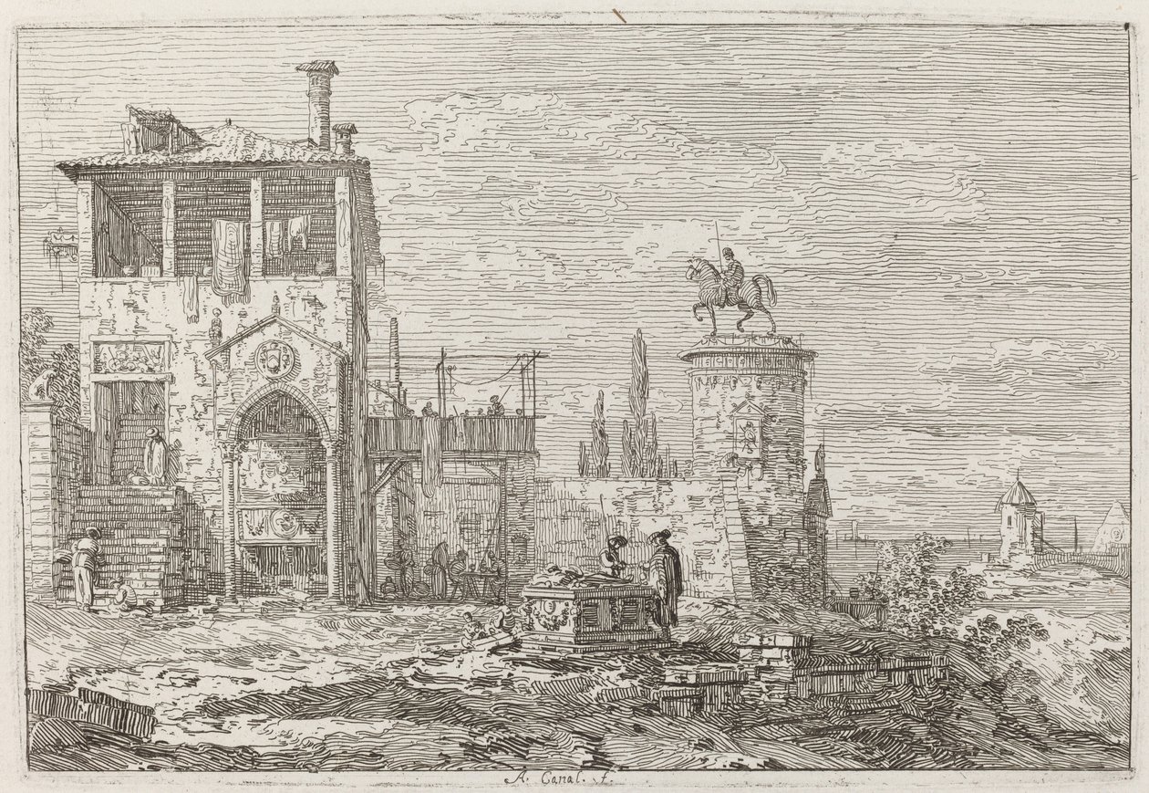 A lovas emlékmű [jobbra fent], c. 17351746. alkotó: Canaletto
