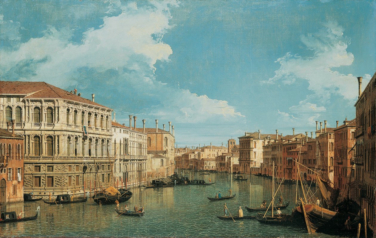 A Canal Grande, Velence, északnyugatra nézve, balról a Palazzo Pesaro, a Palazzo Foscarini és a S. Stae csúcsa, jobbról pedig a Palazzo Vendramin-Calergi és S. Marcuola alkotó: Giovanni Antonio Canal