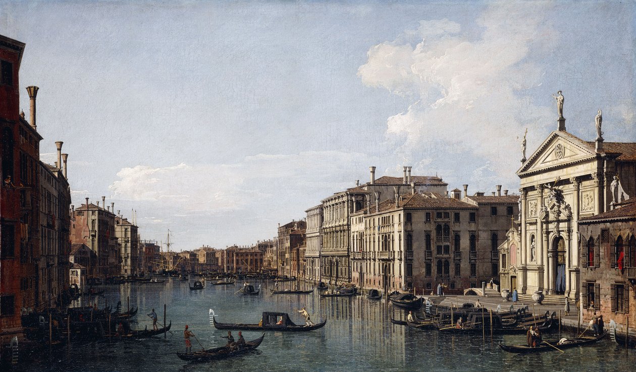 A velencei Grand Canal, San Stae-tól délkeletre néz a Fabbriche Nuove di Rialto-ig, alkotó: Giovanni Antonio Canal