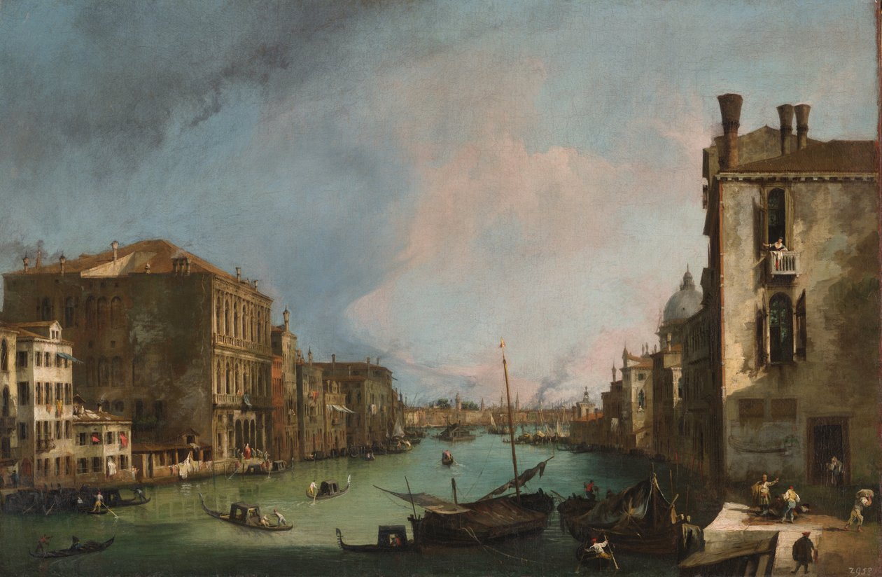 A velencei Canal Grande a Rialto híddal alkotó: Canaletto