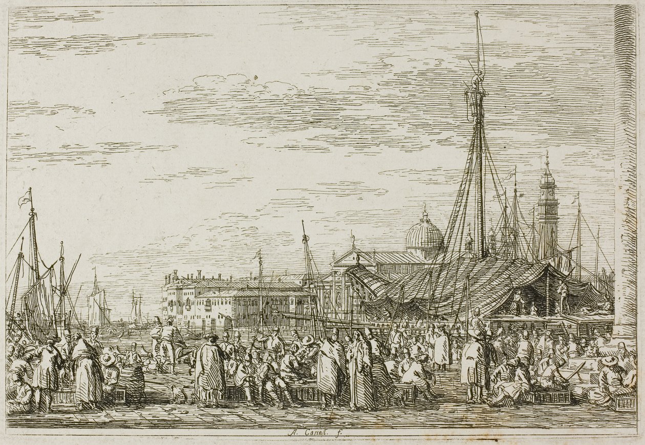 Piac a Molo-n, Vedute-ból alkotó: Canaletto