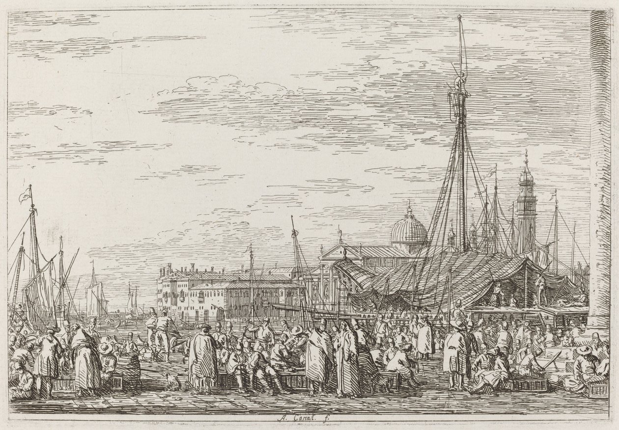 A piac a Molo-n [balra fent] alkotó: Canaletto