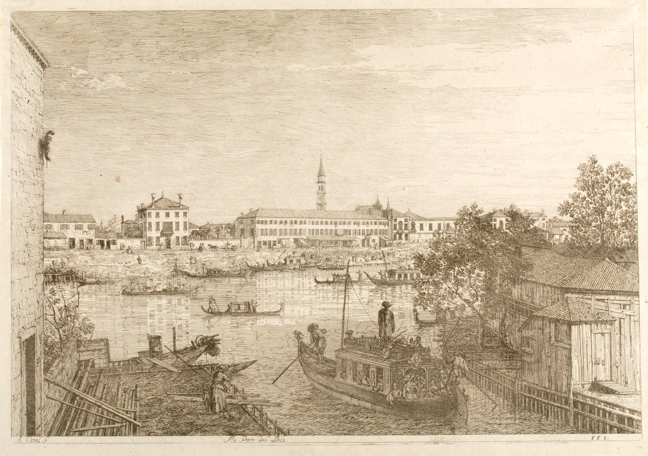 Dolo kikötője, a „Látképek” sorozatból alkotó: Canaletto