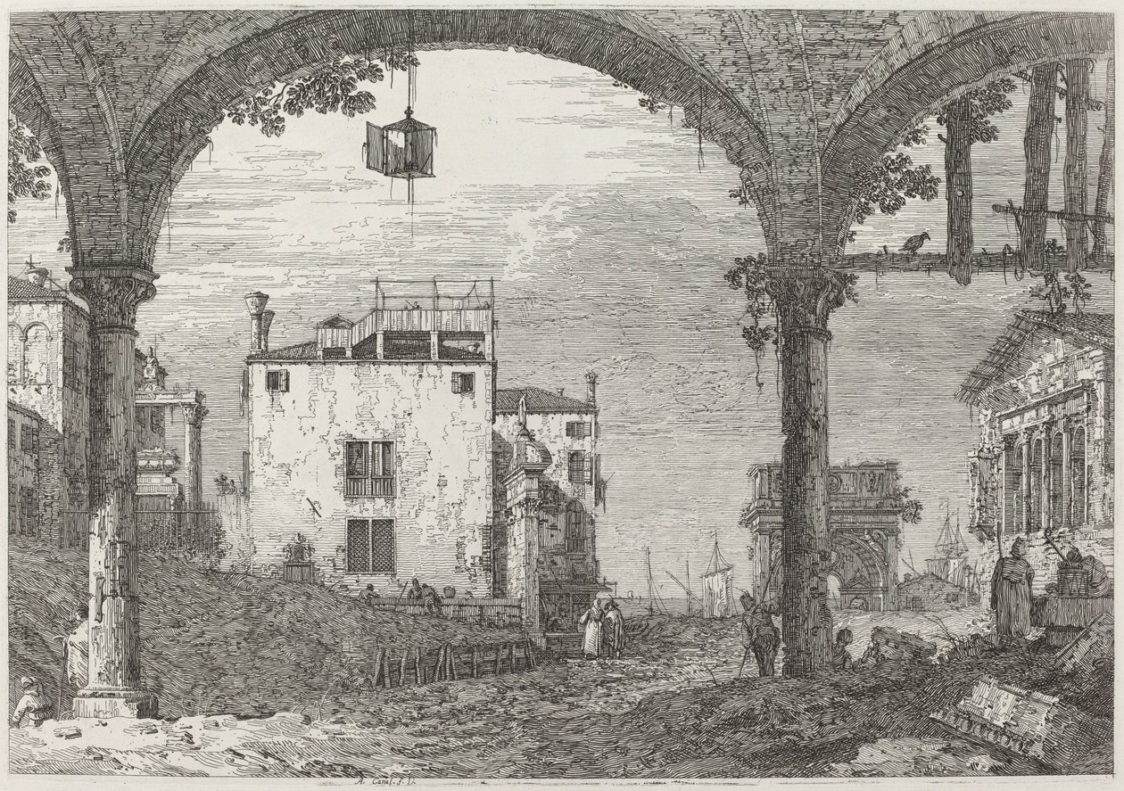 A lámpással ellátott portikus c. 17351746. alkotó: Canaletto