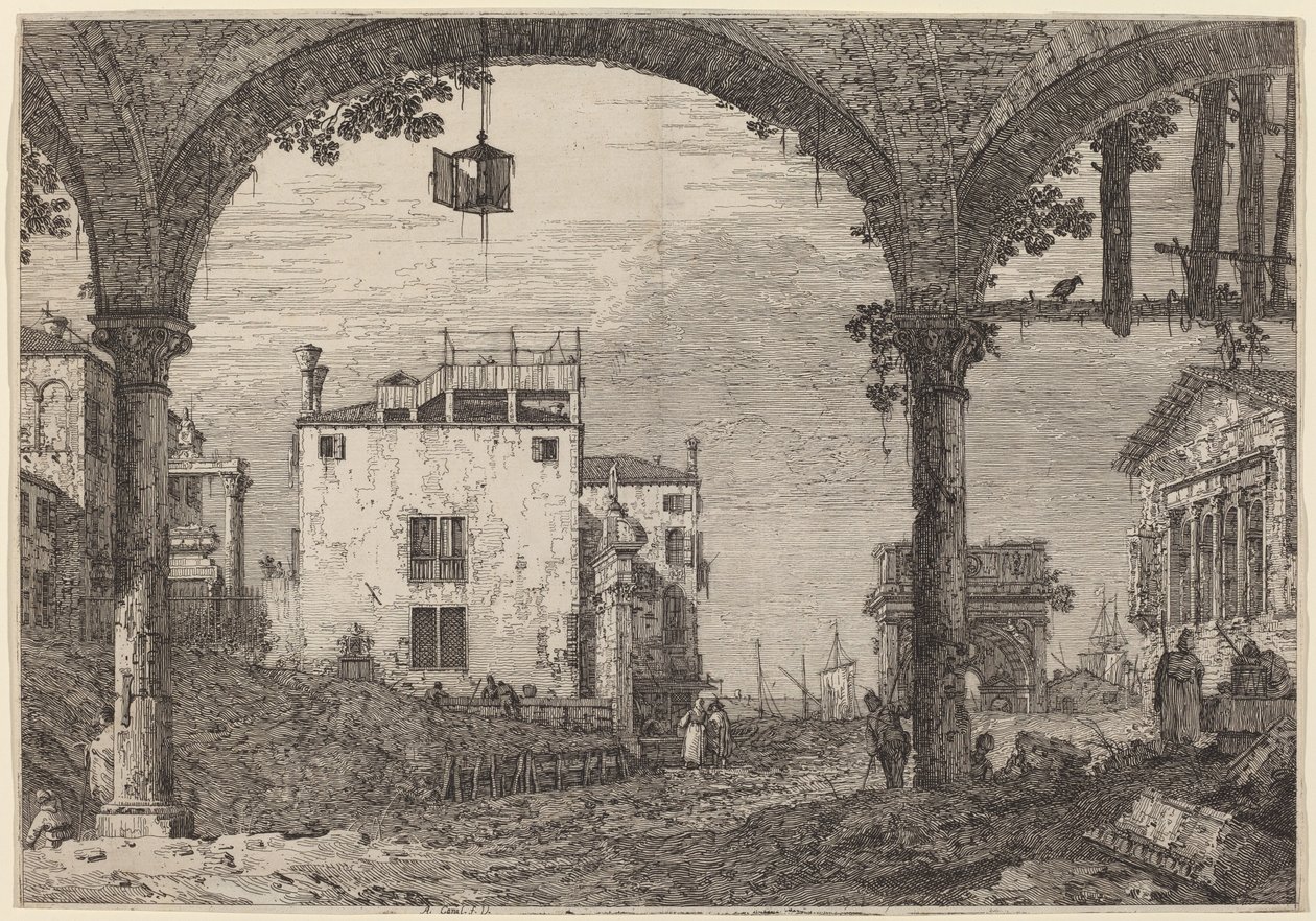 A lámpással ellátott portikus c. 17351746. alkotó: Canaletto