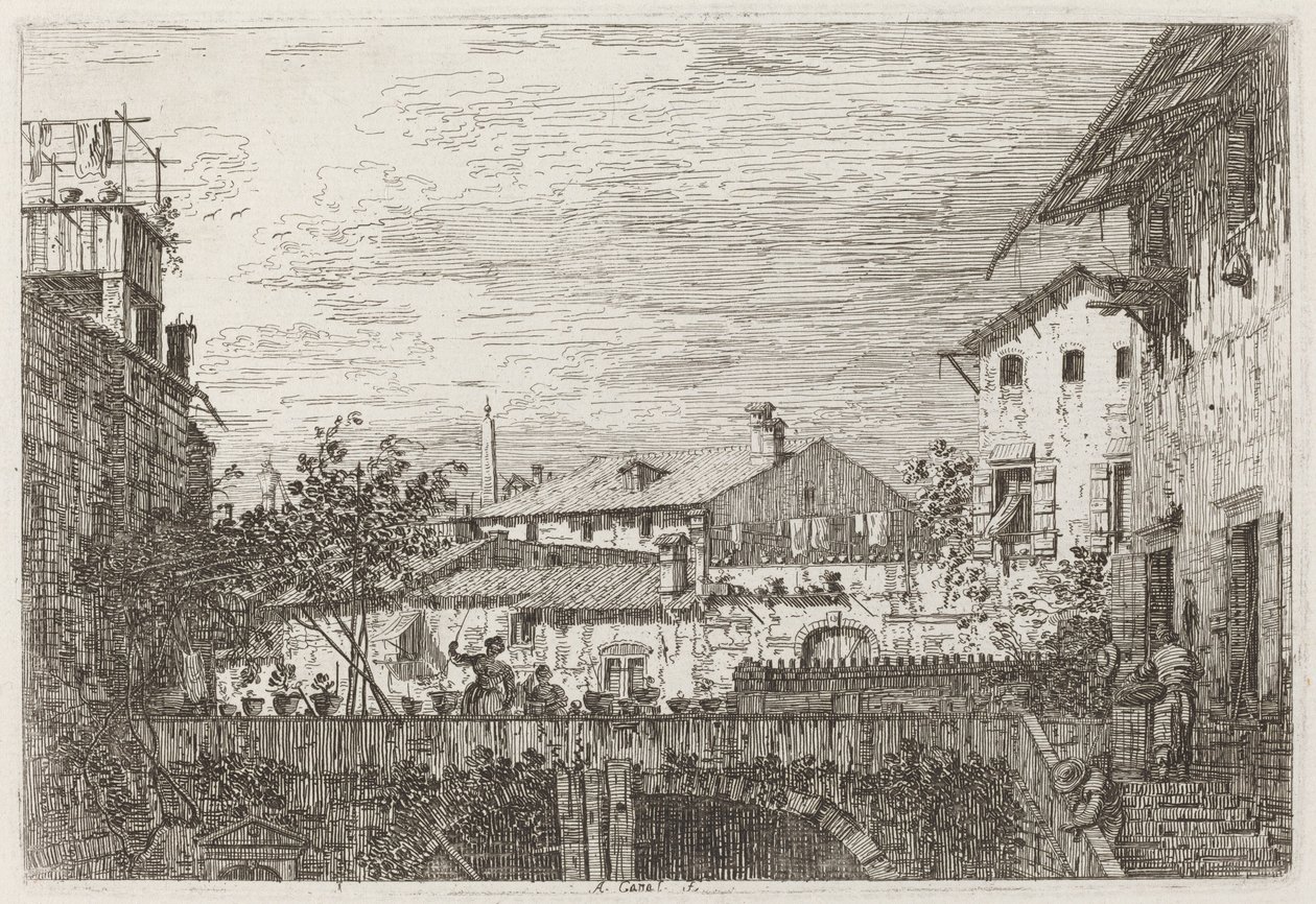 A terasz [jobbra lent], c. 17351746. alkotó: Canaletto
