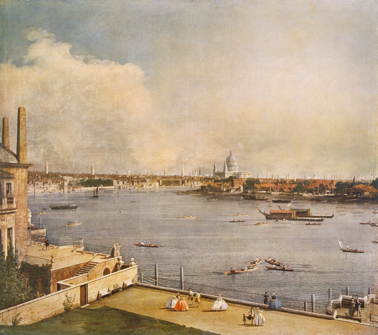 A Temze és a londoni City a Richmond House-ból, Whitehall, Westminster, 1747 alkotó: Canaletto