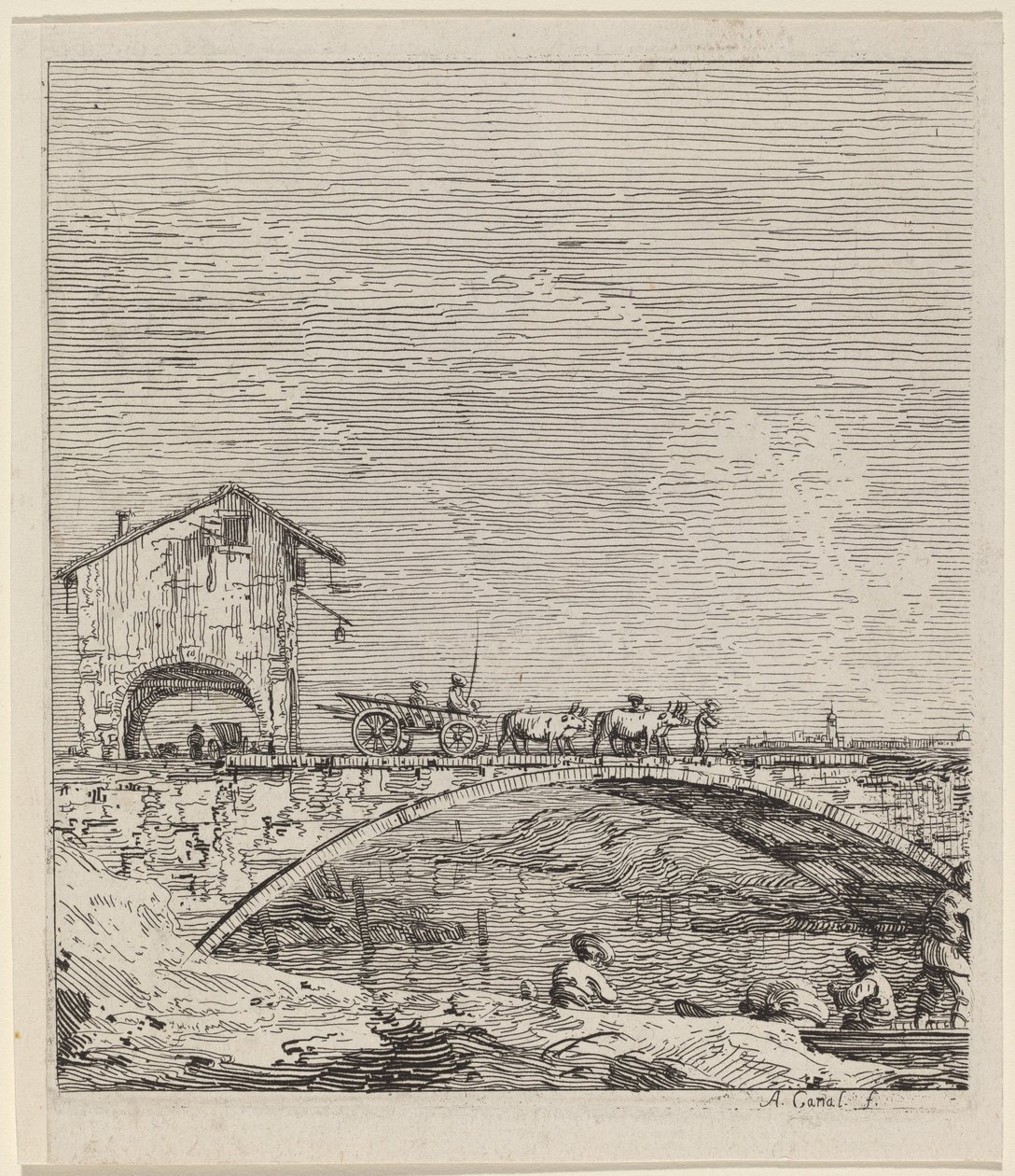 A hídon áthaladó kocsi c. 17351746. alkotó: Canaletto