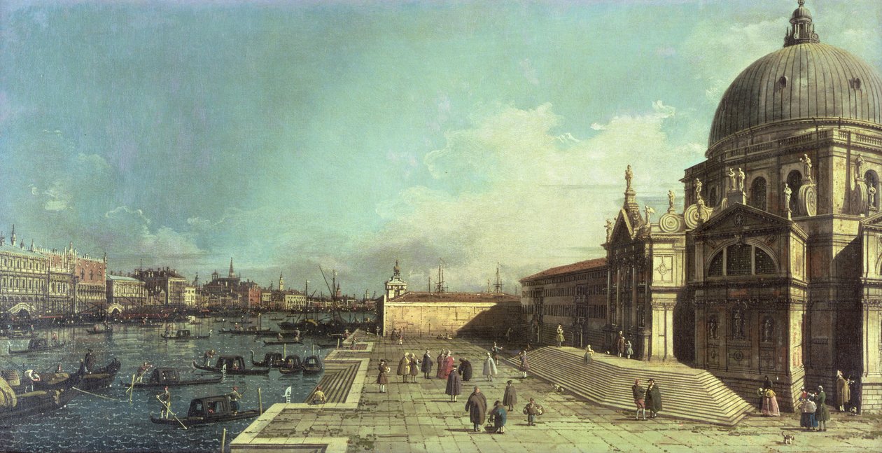 A Canal Grande bejárata, Velence a Santa Maria della Salute templommal alkotó: Giovanni Antonio Canal