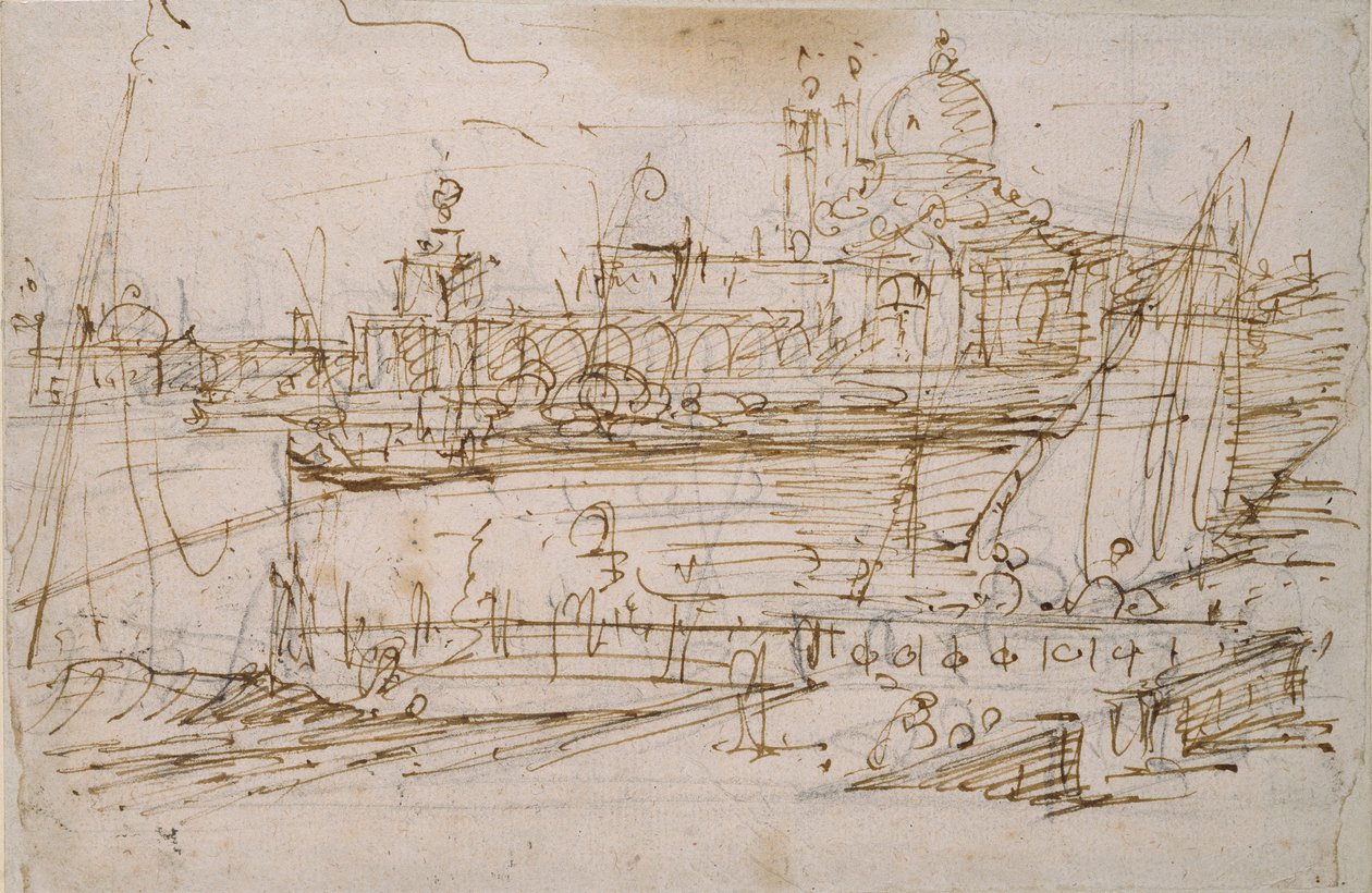 Velence: Dogana és S. Maria della Salute a Molo di Terranovából, 18. század közepe alkotó: Canaletto