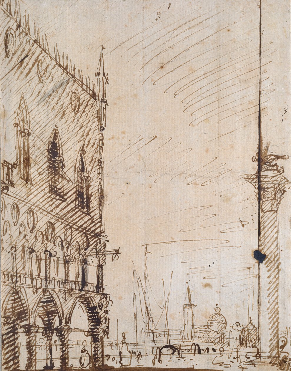 Velence: A Dózse-palota délnyugati szöge, 18. század eleje alkotó: Canaletto