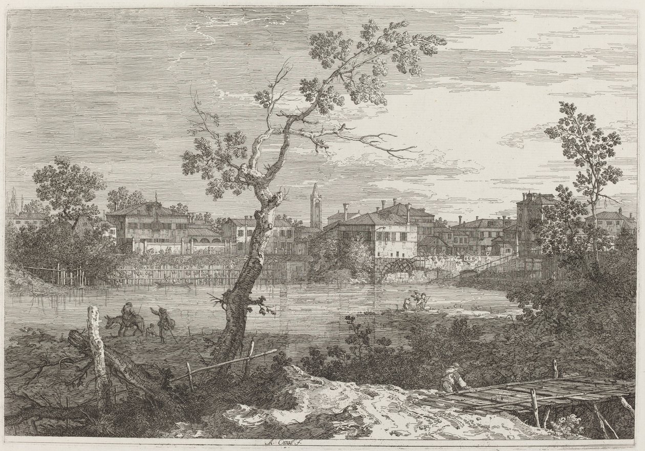 Kilátás egy városra a folyóparton, c. 17351746. alkotó: Canaletto