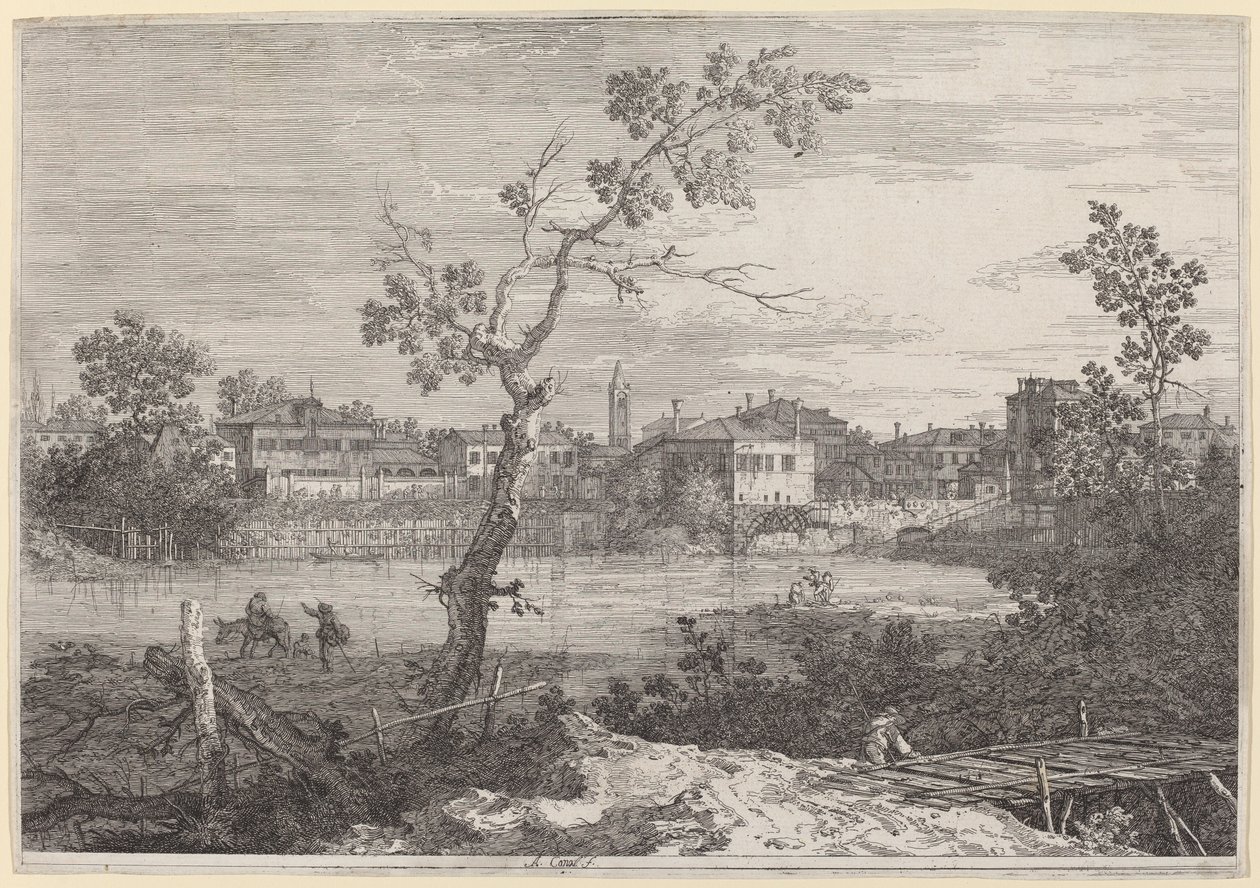Kilátás egy városra a folyóparton, c. 17351746. alkotó: Canaletto