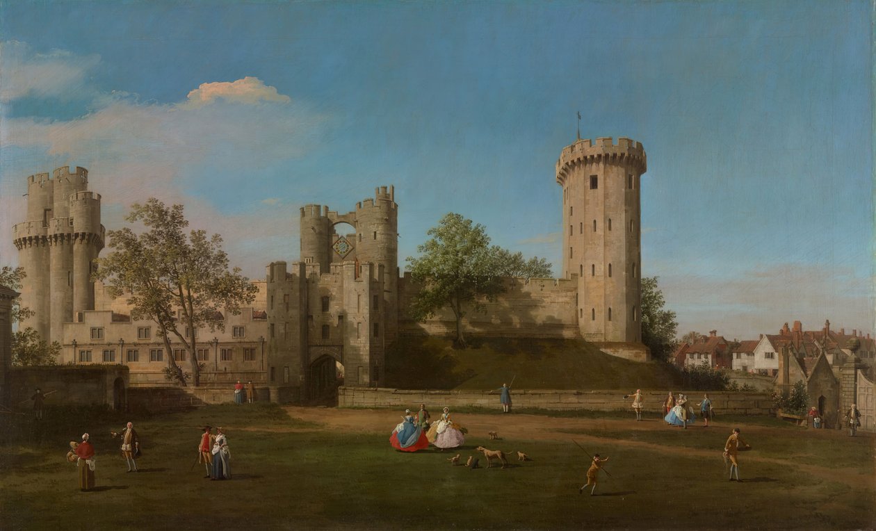 Warwick kastély, keleti front a külső udvartól, 1752. alkotó: Canaletto