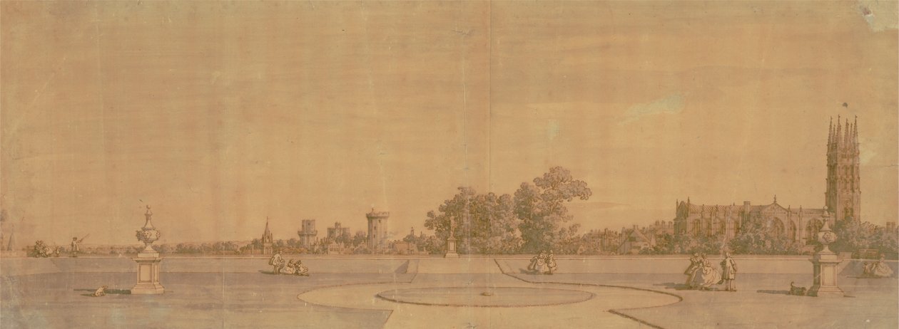 Warwick: A város és a kastély a Priory Gardensből alkotó: Canaletto