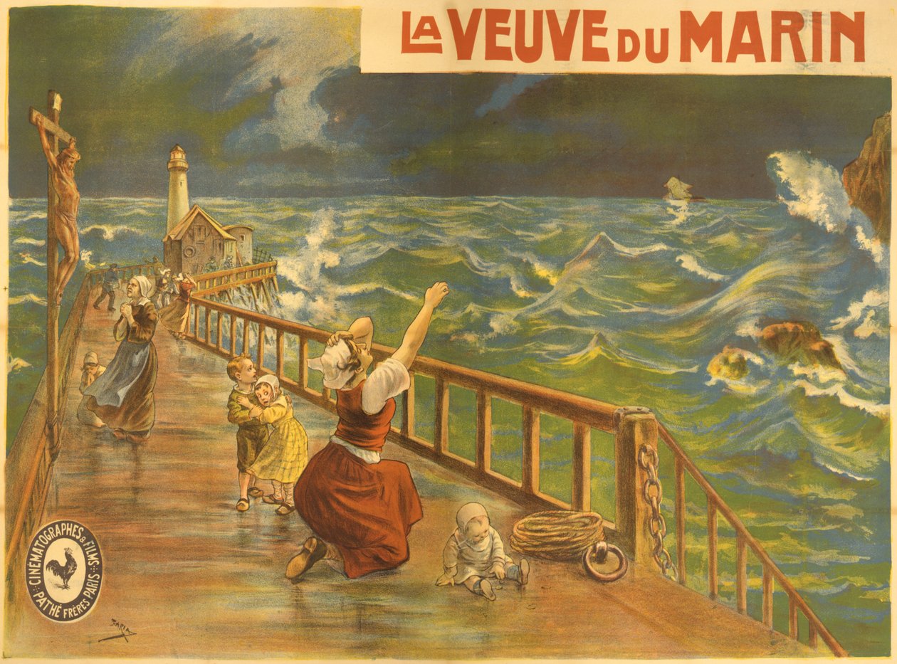 A Pathe némafilm, a „La Veuve du Marin” plakátja alkotó: Candido Aragonez de Faria
