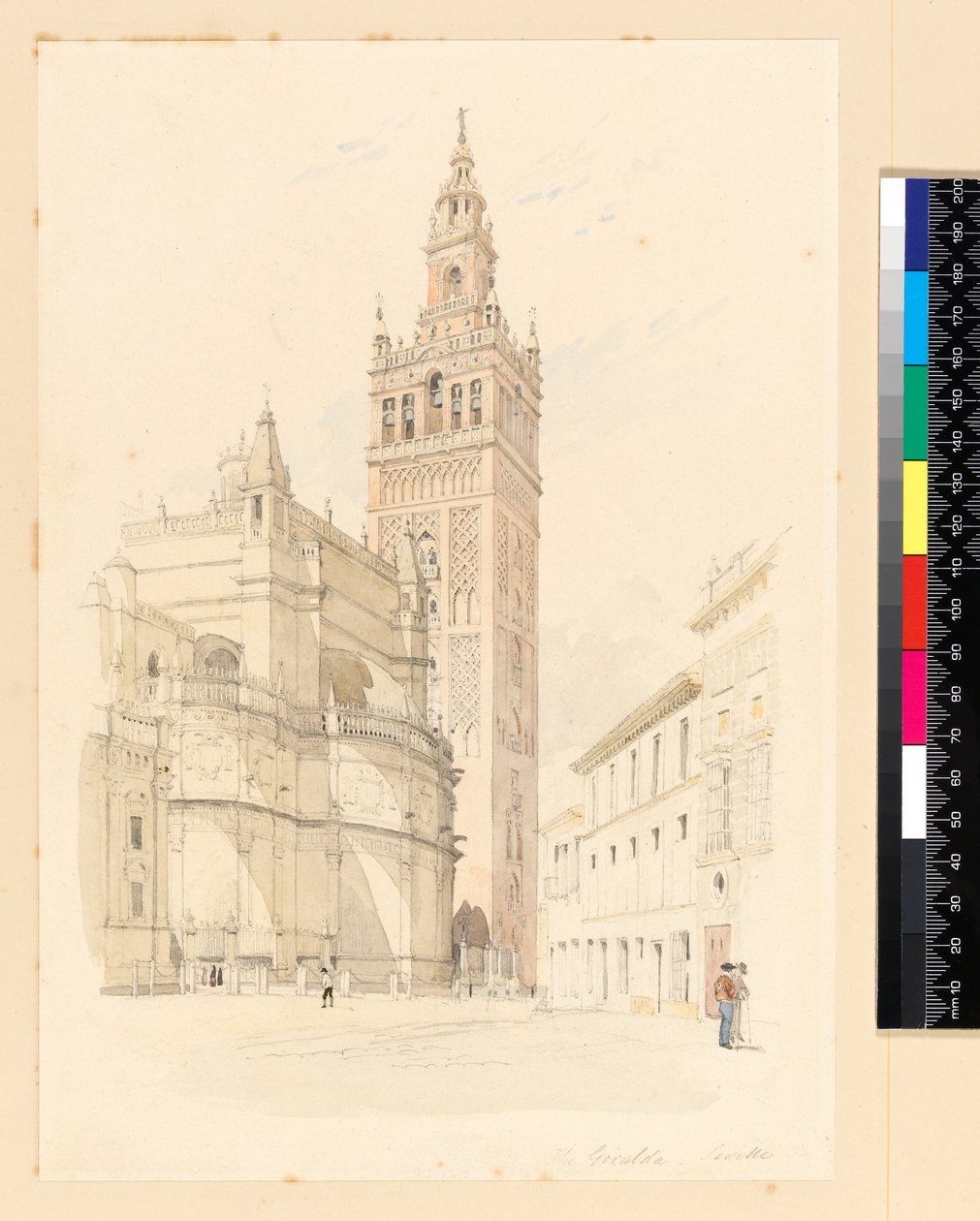 The Giralda, Sevilla, 1846 körül (ceruza és WC) alkotó: Canon G. F. Weston
