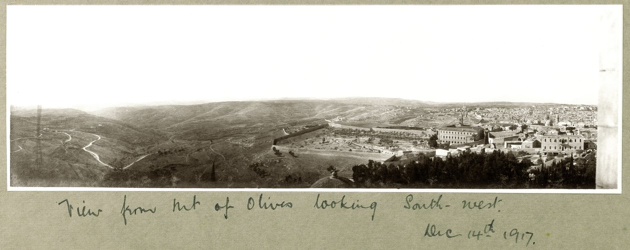Kilátás az Olajfák hegyéről délnyugatra, 1917. december 14 alkotó: Capt. Arthur Rhodes