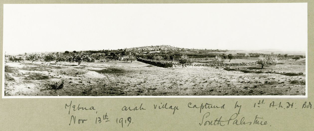 Yebna, az 1. A.L.H. által elfoglalt arab falu. dandár 1917. november 13-án alkotó: Capt. Arthur Rhodes