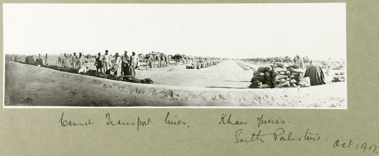 Camel Transport Lines, Khan Yunis, 1917. október alkotó: Capt. Arthur Rhodes