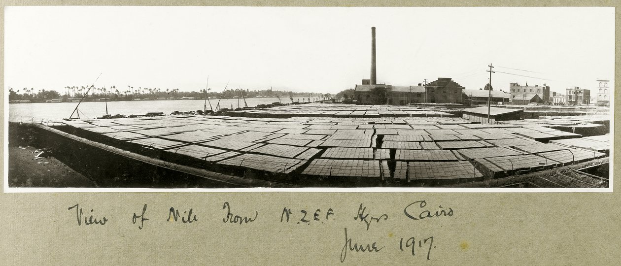 Kilátás a Nílusra N.Z.M.F.A. Központ, Kairó, 1917. június alkotó: Capt. Arthur Rhodes