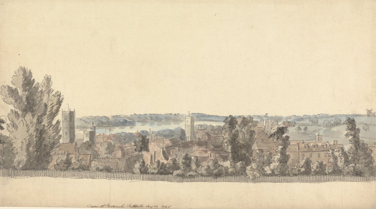 Kilátás Ipswichre, Suffolk alkotó: Capt. Francis Grose