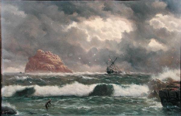 Viharos tengerparti jelenet (olaj a fedélzeten) alkotó: Capt. John Haughton Forrest