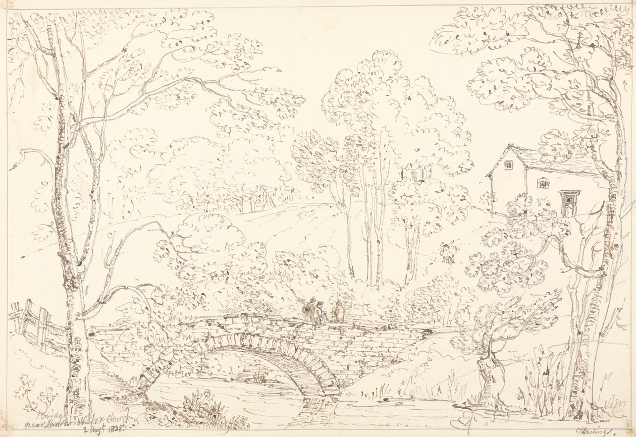 Híd a Loweswater-templom mellett, 1835. augusztus 2 alkotó: Capt. Thomas Hastings