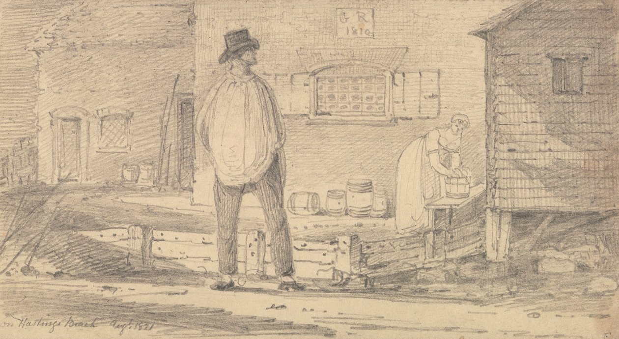 A Hastings Beachen, 1821. augusztus alkotó: Capt. Thomas Hastings