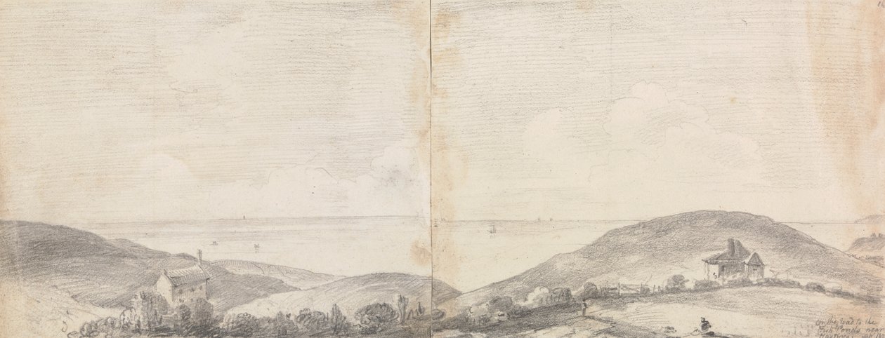 Úton a halastavakhoz Hastings mellett, 1820. április alkotó: Capt. Thomas Hastings