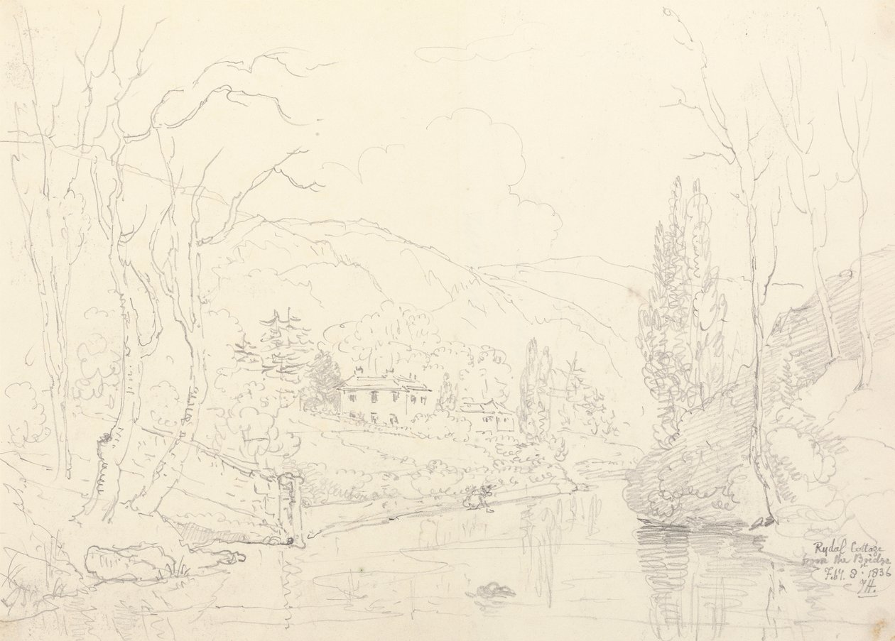 Rydal-ház a hídtól, 1836. február 8 alkotó: Capt. Thomas Hastings