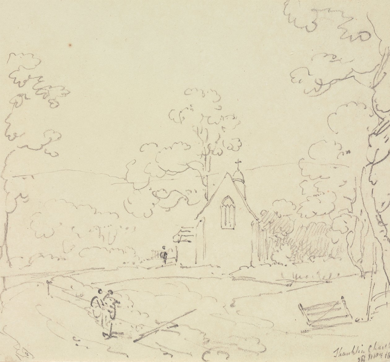 Shanklin Church, Wight-sziget, 1829. május 28 alkotó: Capt. Thomas Hastings
