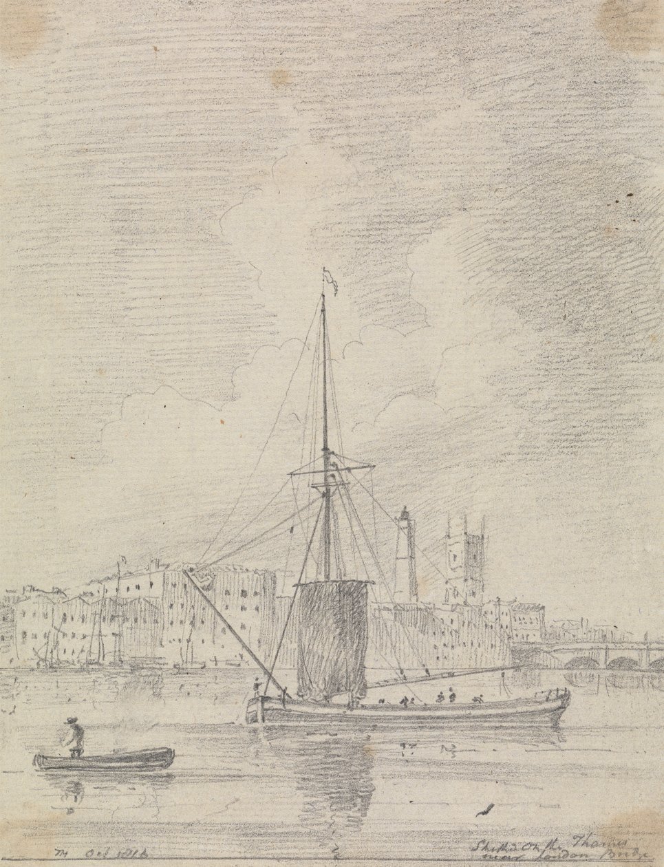 Hajók a Temzén a London Bridge közelében, 1816. október alkotó: Capt. Thomas Hastings