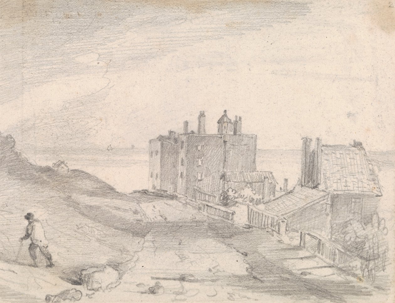 Vázlat a Cliffside útról és épületekről, Hastings alkotó: Capt. Thomas Hastings