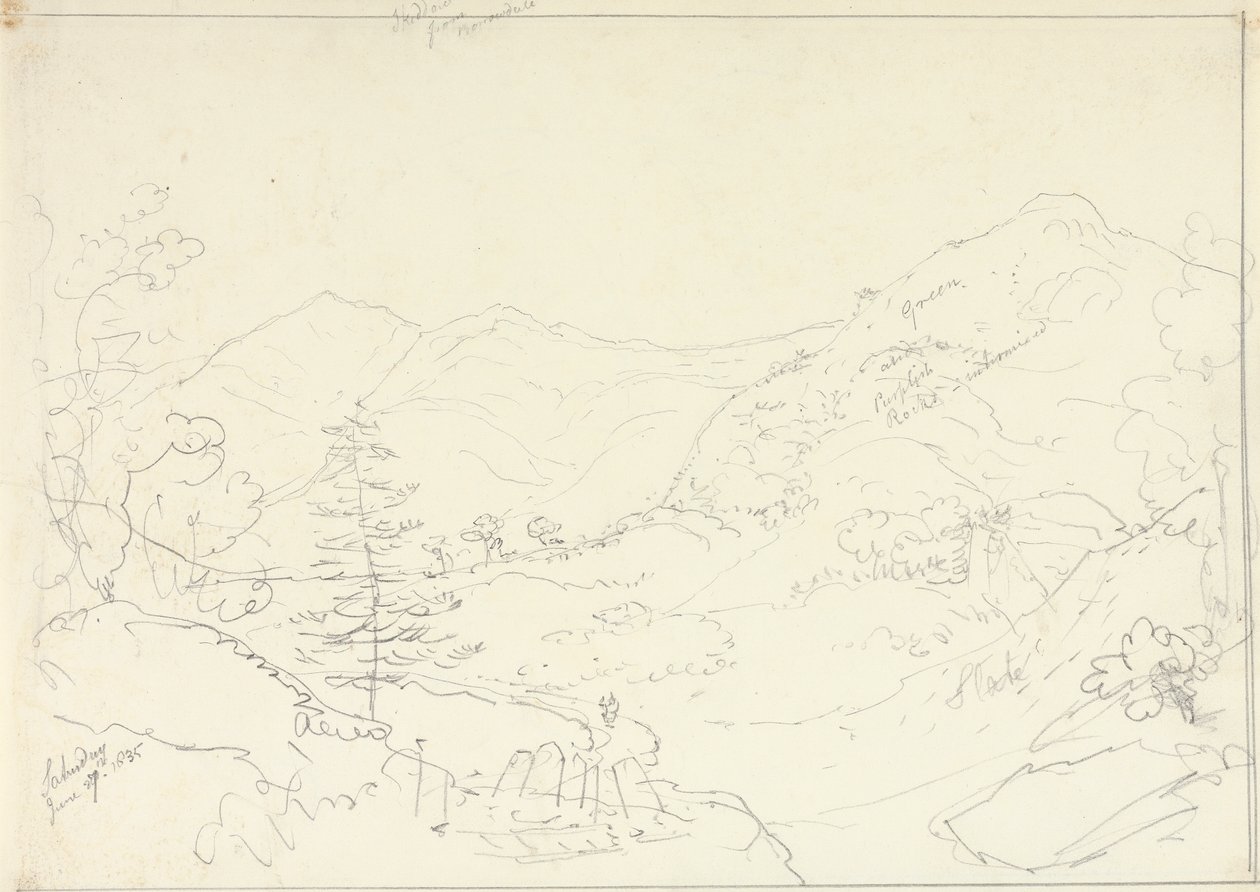 Skiddaw Borrowdale-ből, 1835. június 27. szombat alkotó: Capt. Thomas Hastings