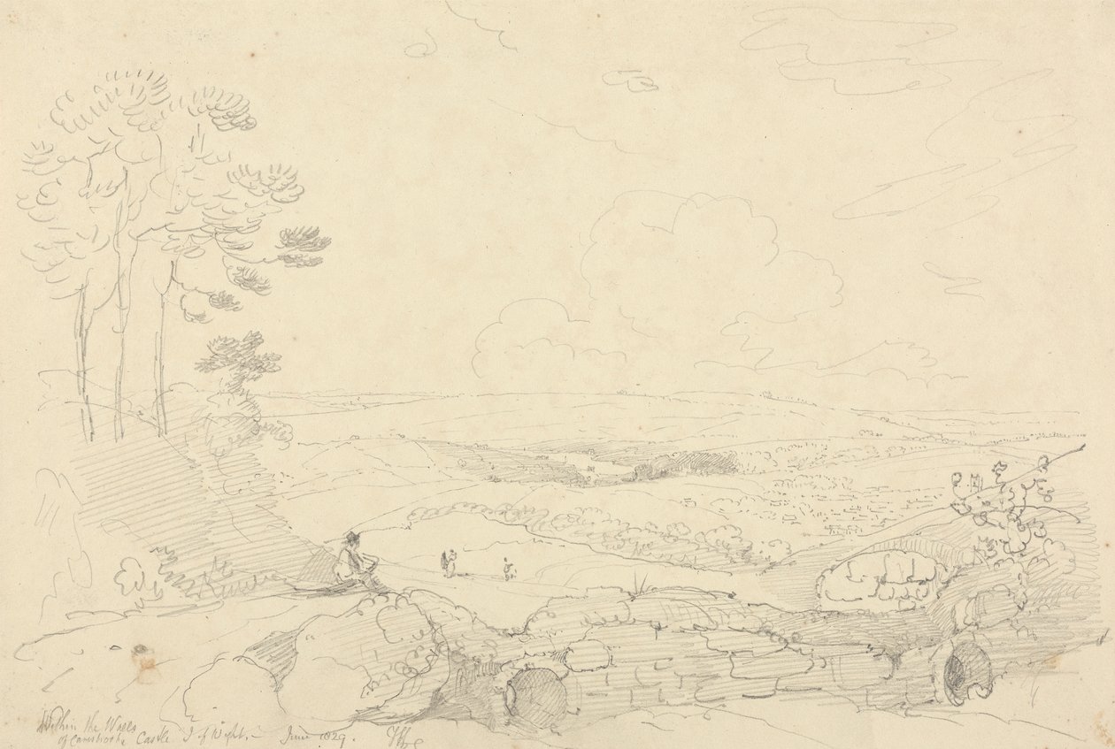 A Carisbrooke kastély falai között, Wight-szigeten, 1829. június alkotó: Capt. Thomas Hastings