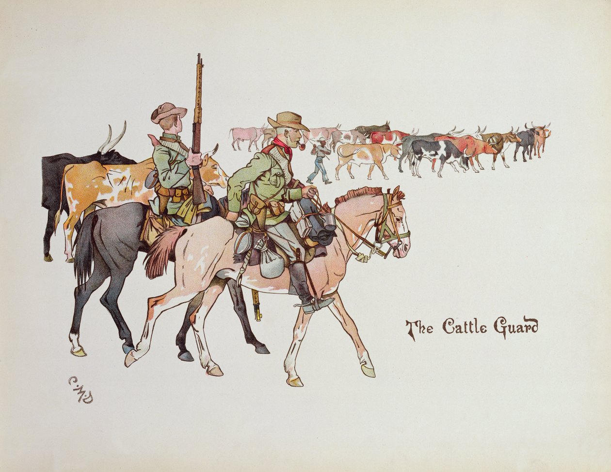 A szarvasmarhaőr, a „The Leaguer of Ladysmith”-ből, 1900 alkotó: Captain Clive Dixon