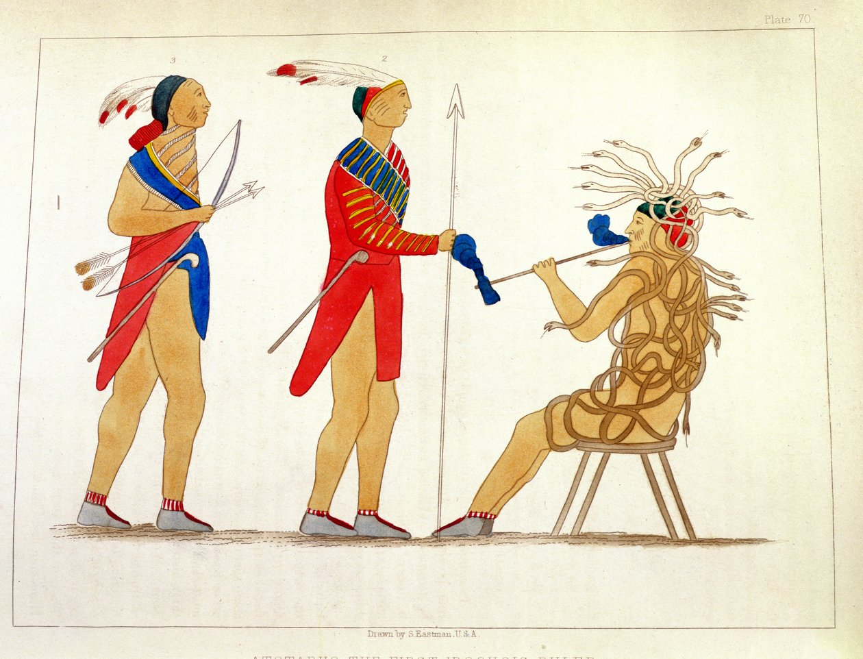 Atotarho, az első iroouol uralkodó Henry R. Schoolcraft „Information Respecting the History, Condition and Prospects of the Indian Tribes of the United States” című művéből, 1853-ban jelent meg. alkotó: Captain Seth Eastman
