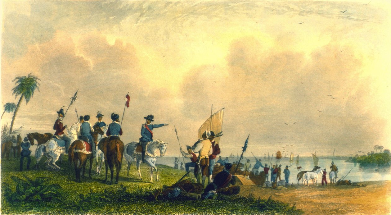 De Soto partraszállása a Tampa-öbölben 1539-ben, 1853 alkotó: Captain Seth Eastman