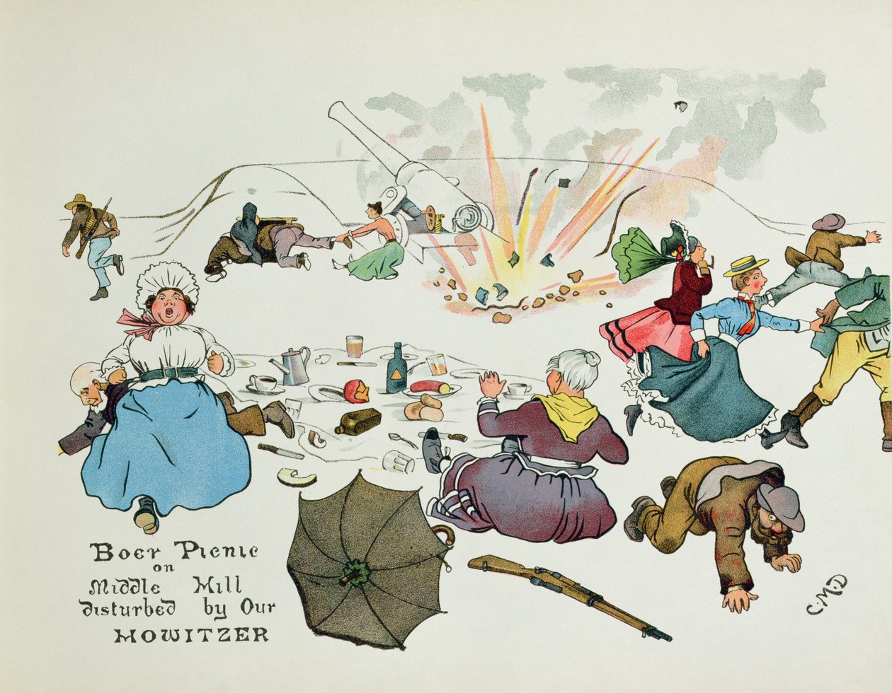 Búr piknik a Middle Hillen, a tarackunk zavarta, a The Leaguer of Ladysmith című filmből, 1900 alkotó: Captain Clive Dixon