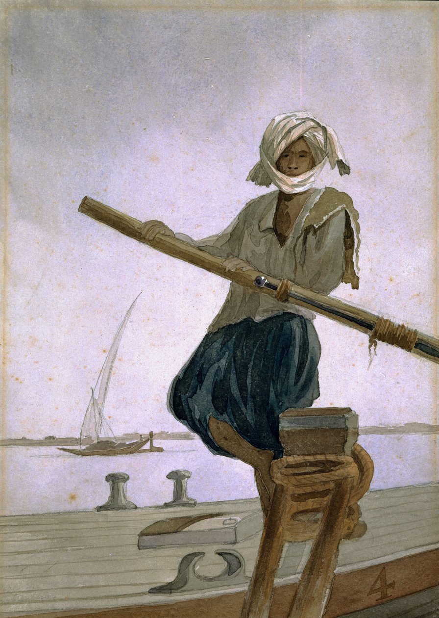 Hajós az Indus folyón, India alkotó: Captain Cornelius Francis James