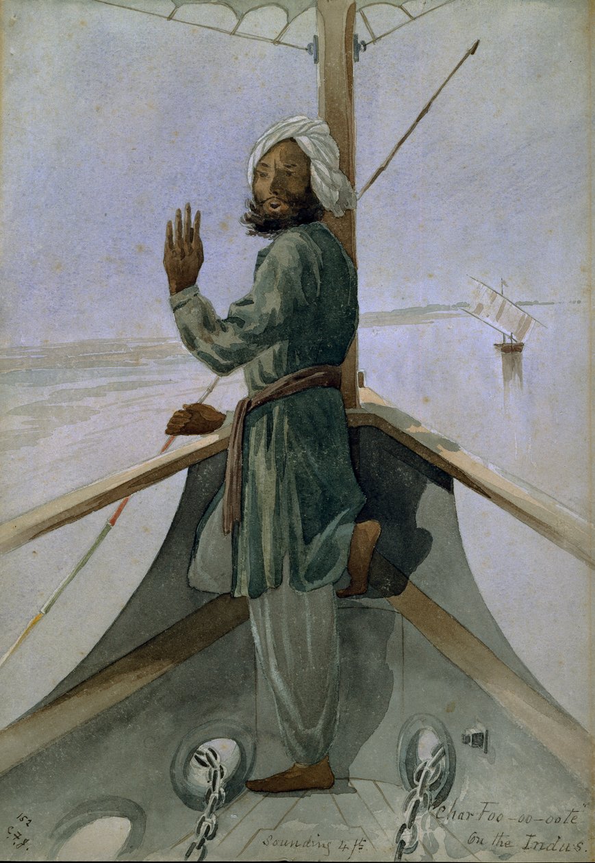 4/5 hangzású, Char foo-oote (4 láb) az Induson, India alkotó: Captain Cornelius Francis James