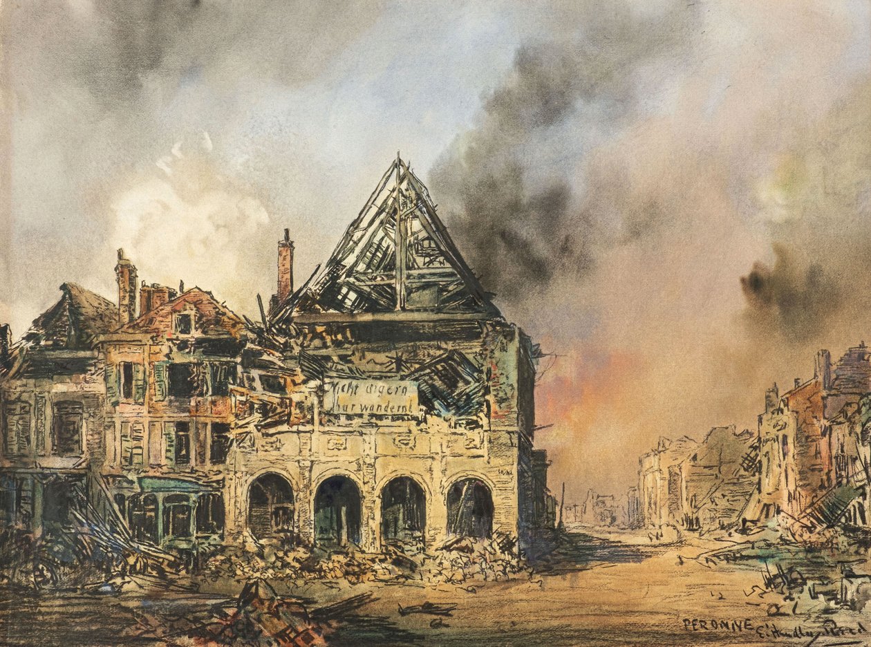 Peronne, 1914-18 körül (akvarell) alkotó: Captain Edward Henry Handley Read
