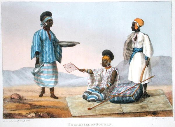 Negresses of Soudan, "Narrative of Travels in Northern Africa in the Years 1818-19 and 1820", metszett Denis Dighton (1792-1827), megjelent 1821-ben (színes litó) alkotó: Captain George Francis (after) Lyon