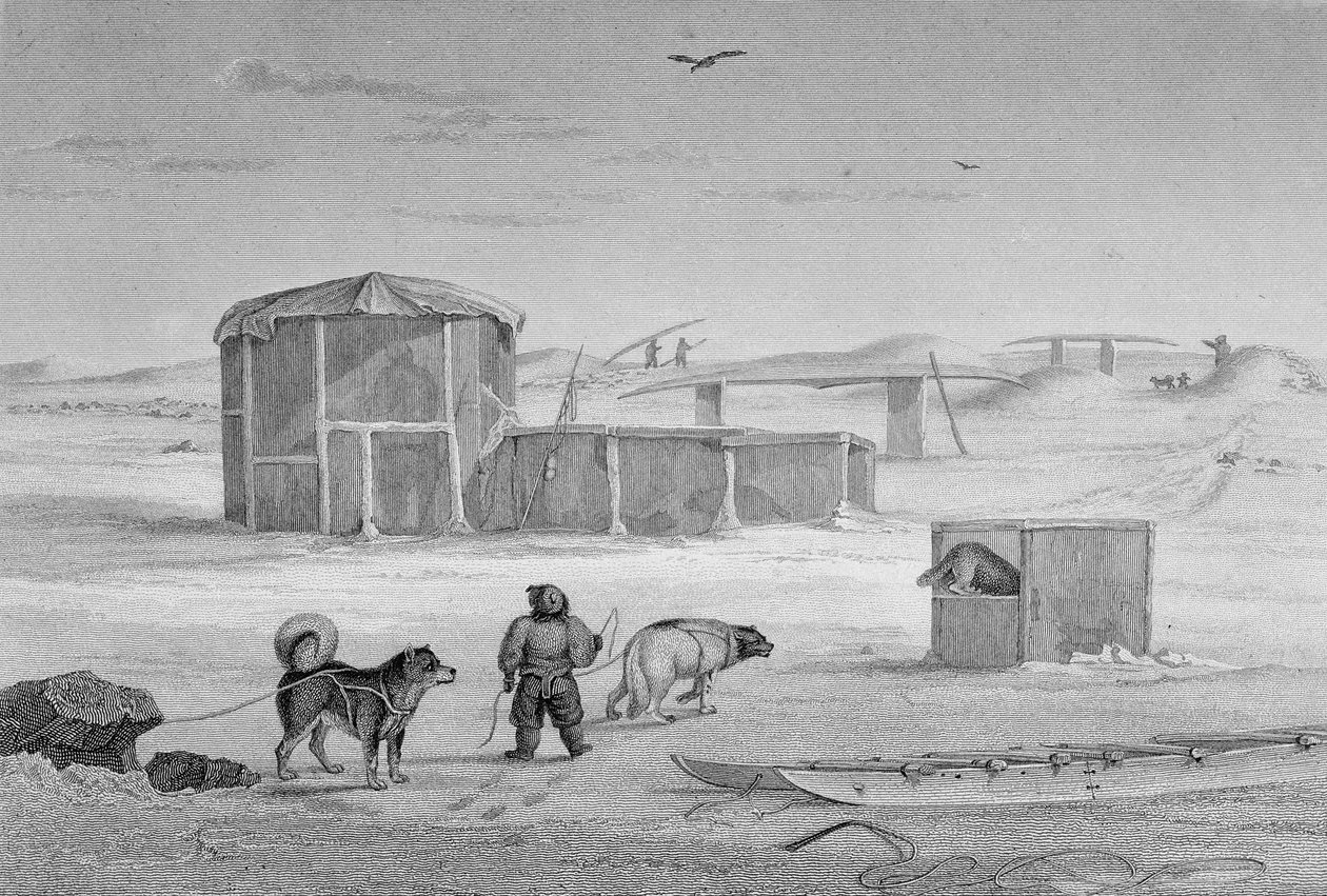 Eskimaux-ház, jégből épült, Igloolik, 1822, a „Journal of a Second Voyage for the Discovery of the Discover of the North West Passage from the Atlantic the Pacific, 1821-22-23 Years, 1821-22-23” című könyvéből, William. alkotó: Captain George Francis Lyon